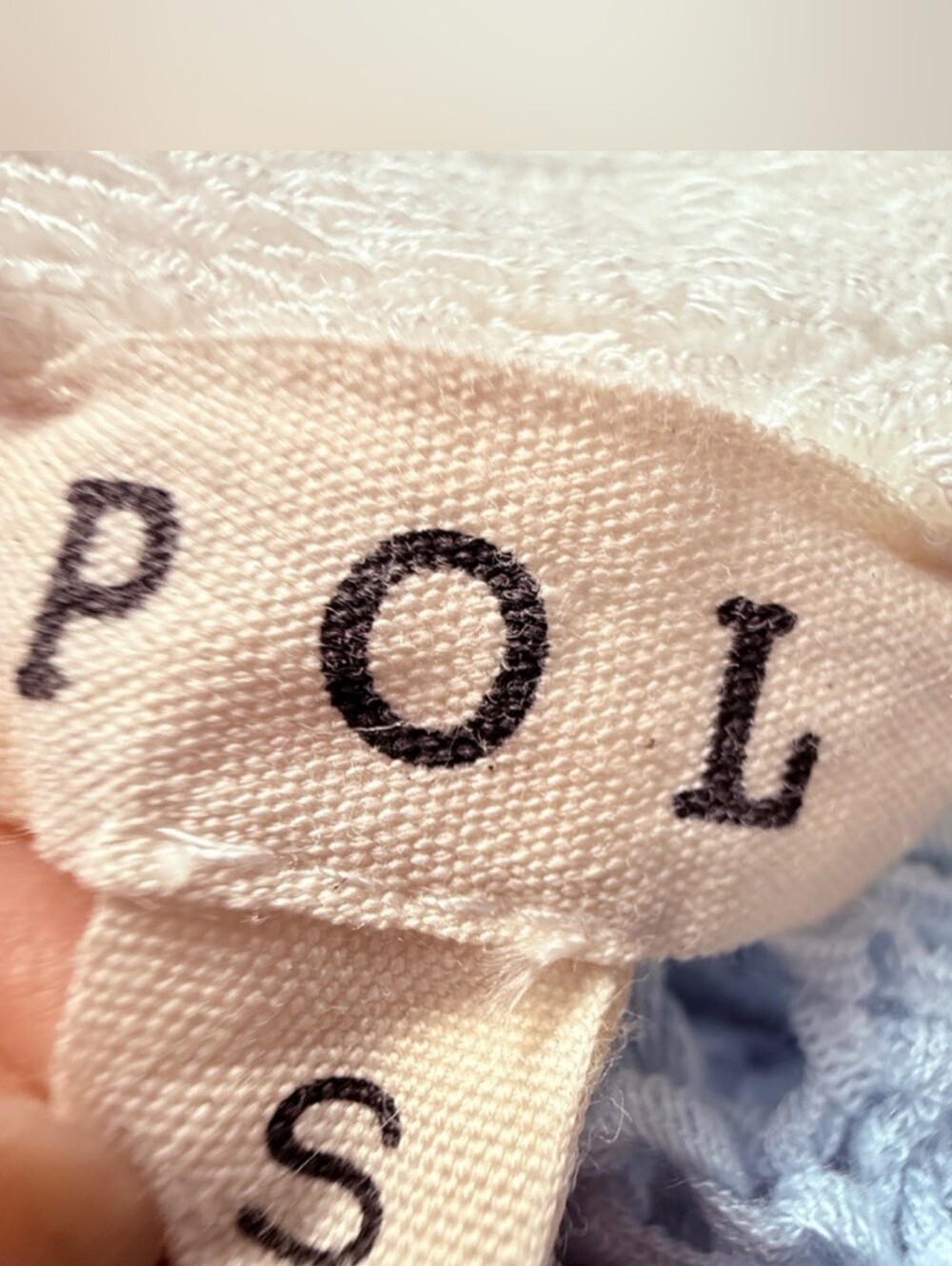 POL Light Blue and White Open-Knit V-Neck Cropped Oversized Crocheted Cardigan S - Picture 4 of 7